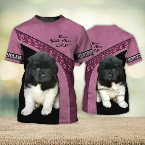 3D Dog T Shirts, Newfoundland Never Walk Alone All Over Print T-Shirt, Gift For Pet Loves