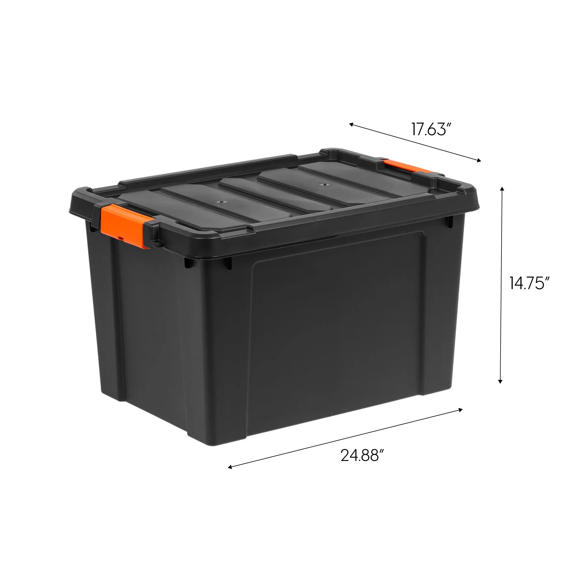 78 Quart Heavy Duty Plastic Storage Box, Black pack of 4