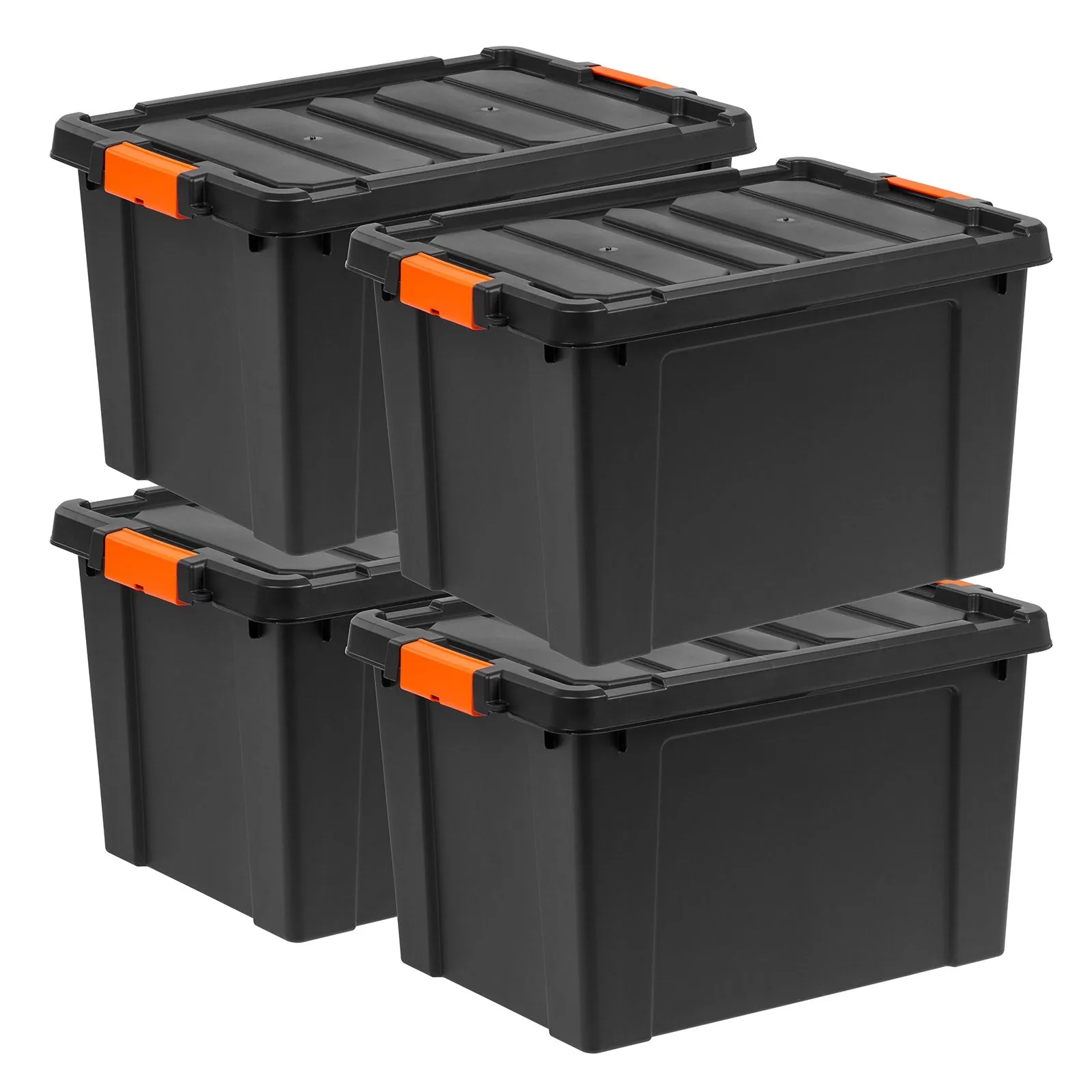 78 Quart Heavy Duty Plastic Storage Box, Black pack of 4