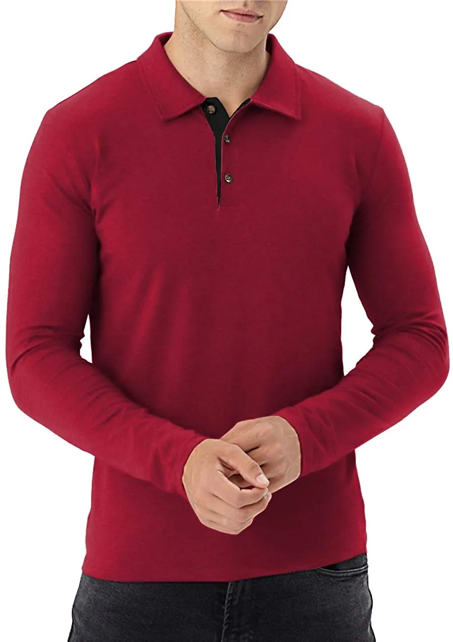 Aiyino Men's Short/Long Sleeve Polo Shirts Casual Slim Fit Basic Designed Cotton Shirts