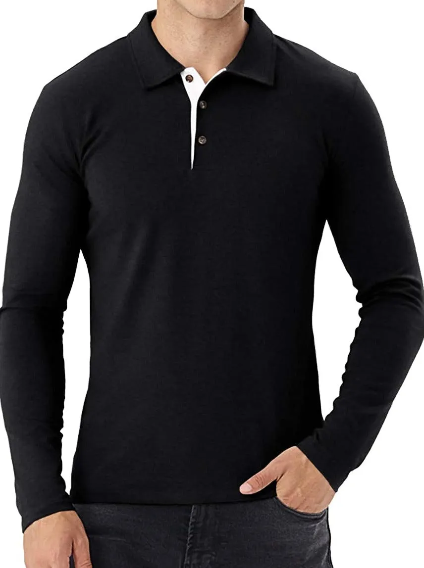 Aiyino Men's Short/Long Sleeve Polo Shirts Casual Slim Fit Basic Designed Cotton Shirts