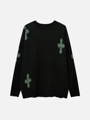 AlanBalen® - Cross Contrast Jacquard Sweater