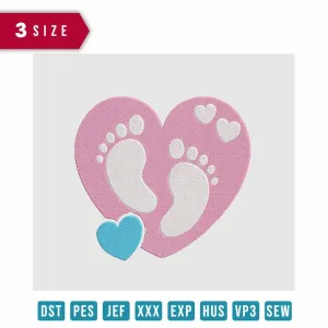 Baby Heart Pink - Embroidery Design