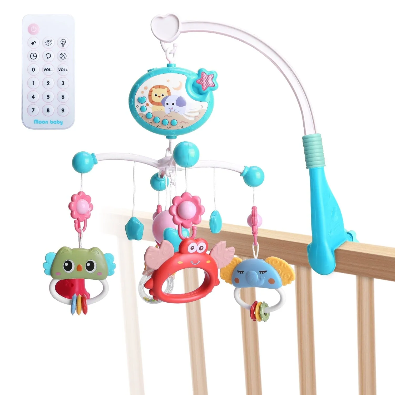 Baby Musical Crib Bed Bell Rotating Mobile Star Projection