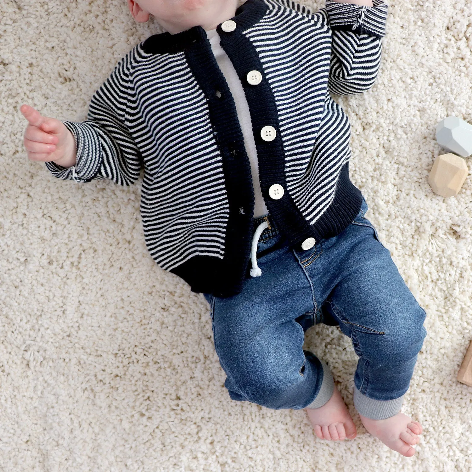 Baby Striped Button Cardigan