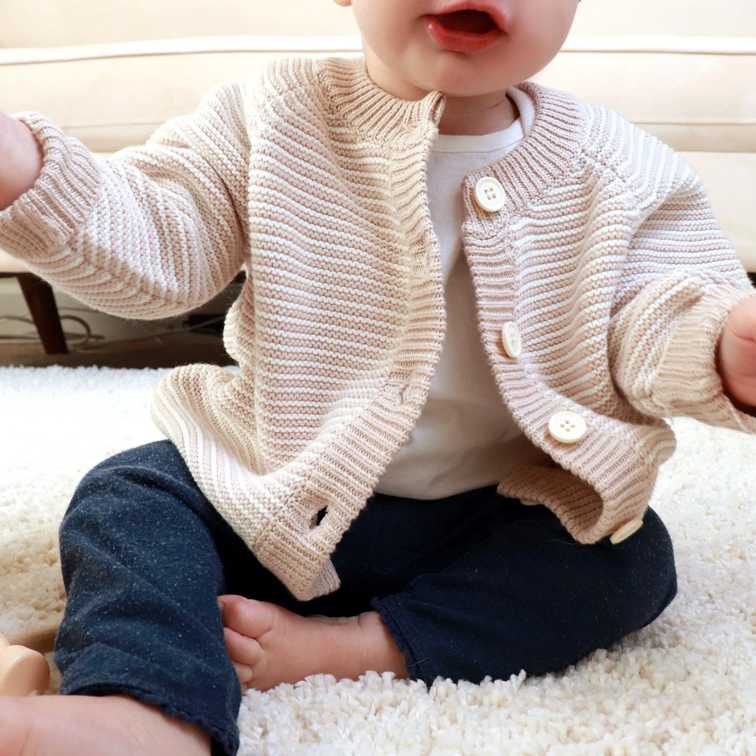 Baby Striped Button Cardigan