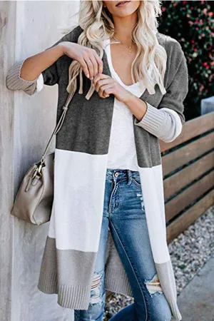 Casual Solid Patchwork Cardigan Collar Cardigans(6 Colors)