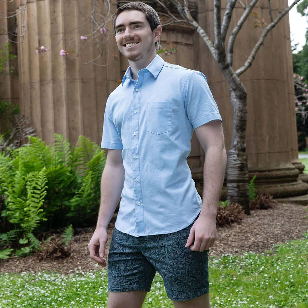 CHAMBERS Short Sleeve Shirt in Light Chambray Blue