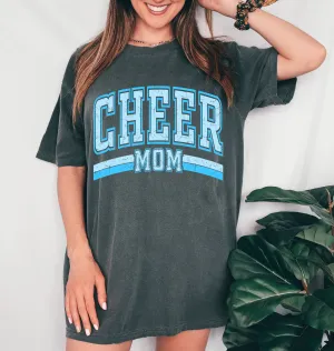 Comfort Colors Cheer Mom Shirt/ Baby Blue Print