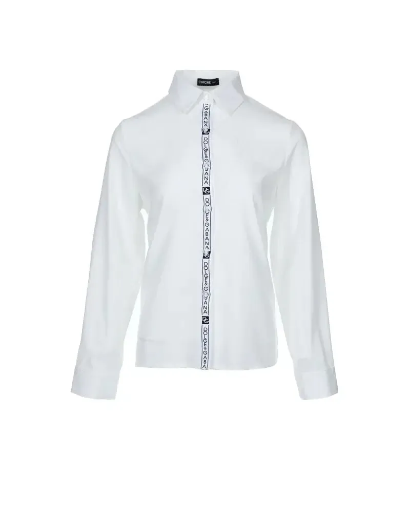 Deanwangkt - Long sleeve button down shirt with letter patch