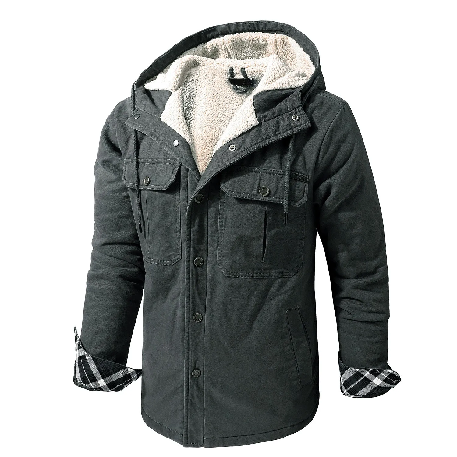 Denim Style Heavy-duty Hooded Men's Premium inner Wool Jacket | 3256