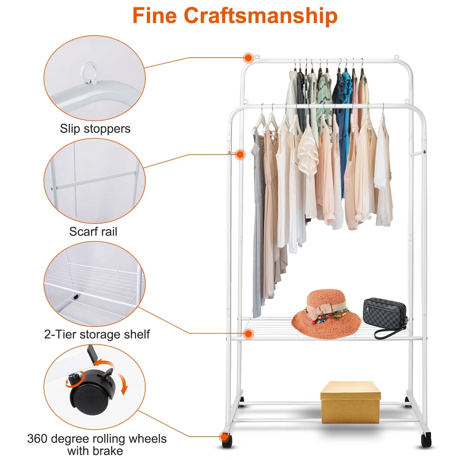 Garment Hanging Rack Clothing Rail Organizer