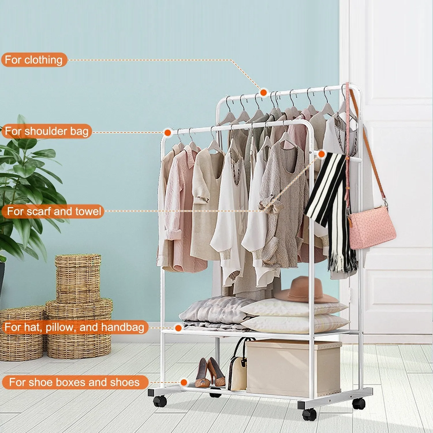 Garment Hanging Rack Clothing Rail Organizer