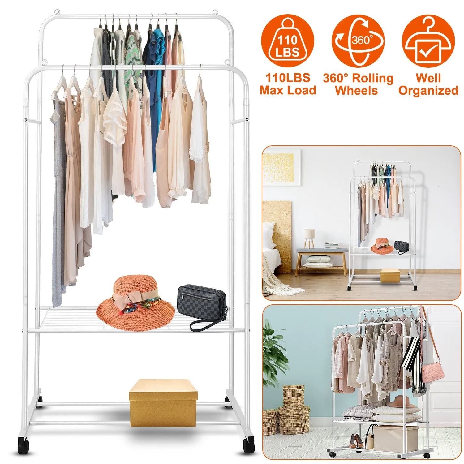 Garment Hanging Rack Clothing Rail Organizer