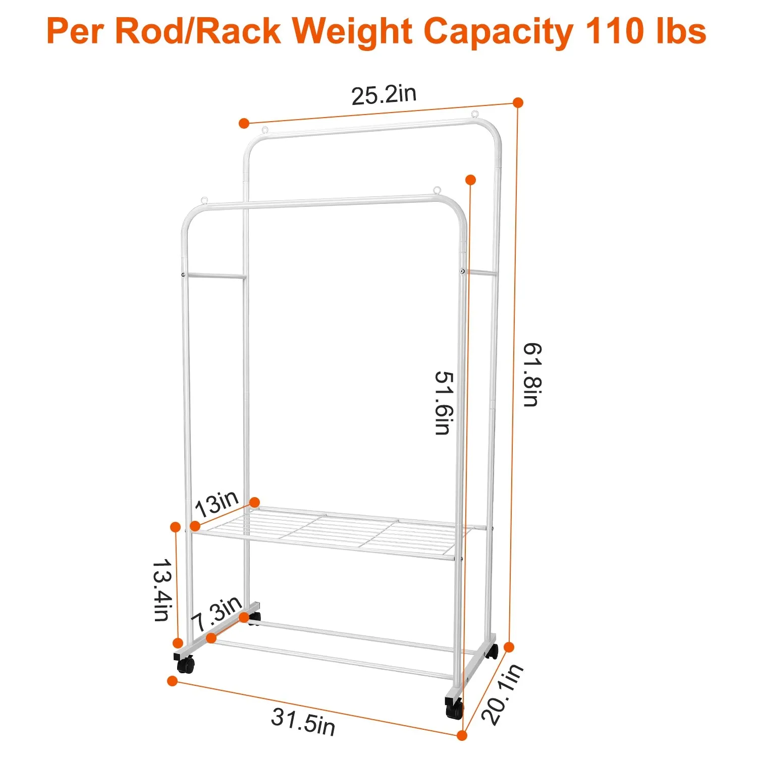 Garment Hanging Rack Clothing Rail Organizer