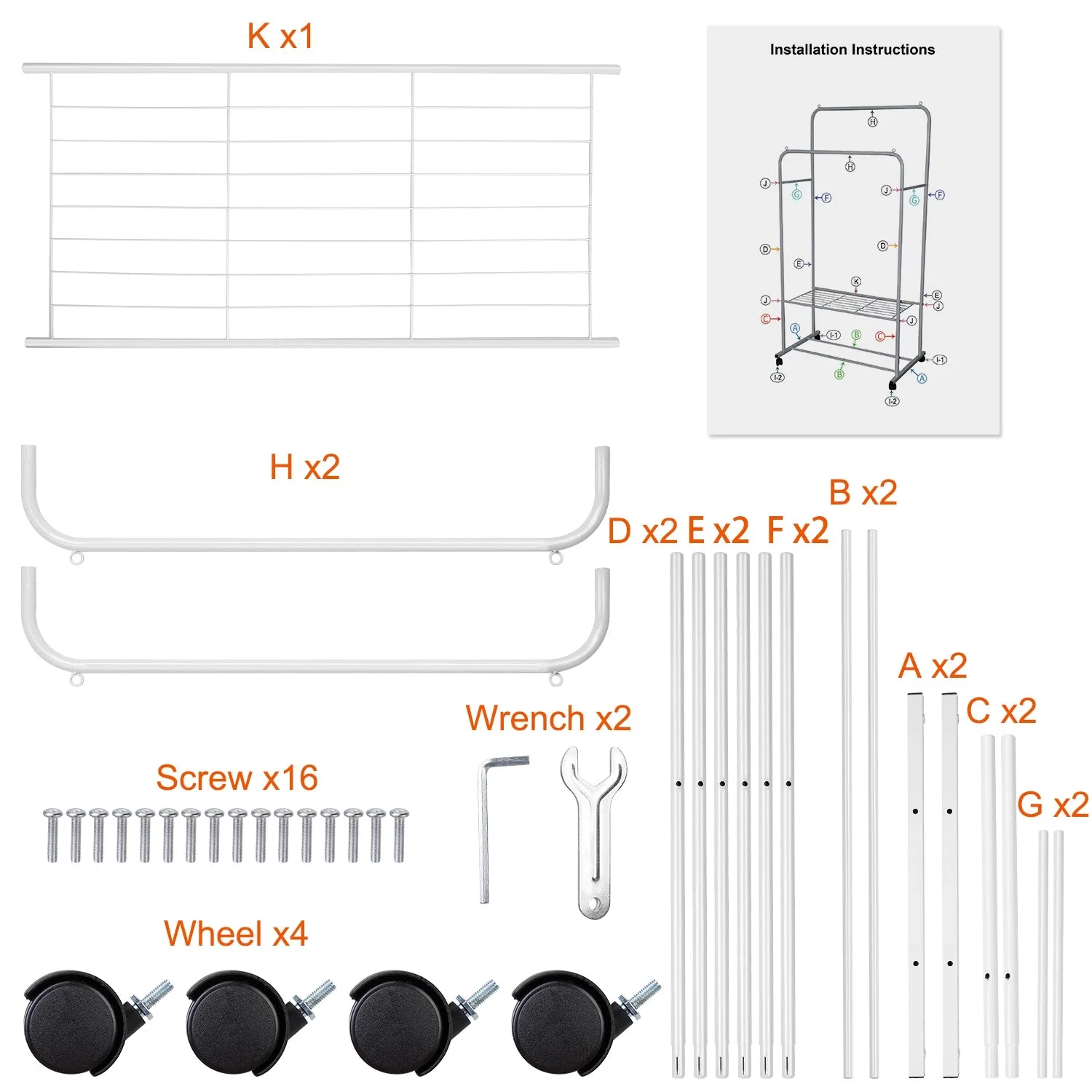 Garment Hanging Rack Clothing Rail Organizer