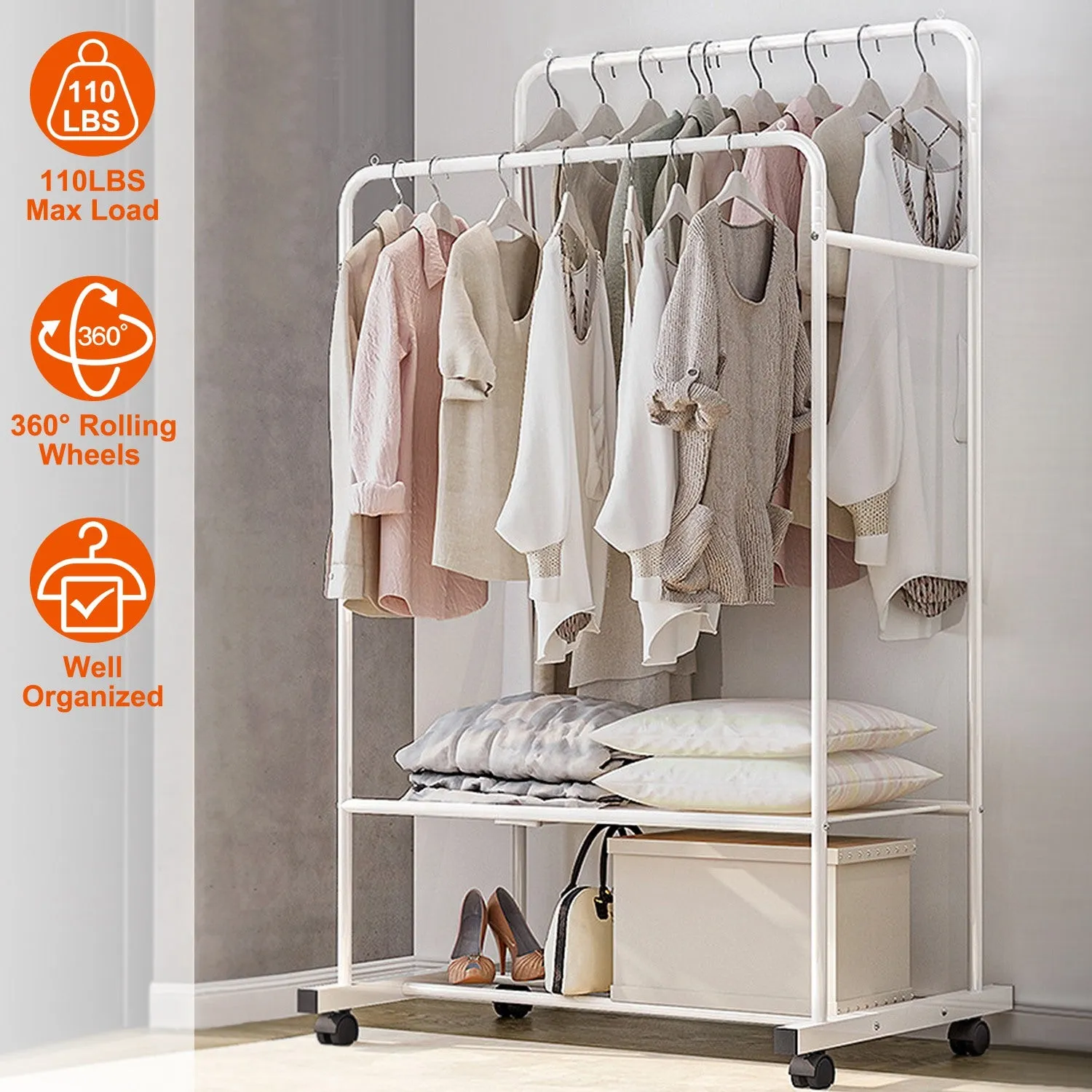 Garment Hanging Rack Clothing Rail Organizer