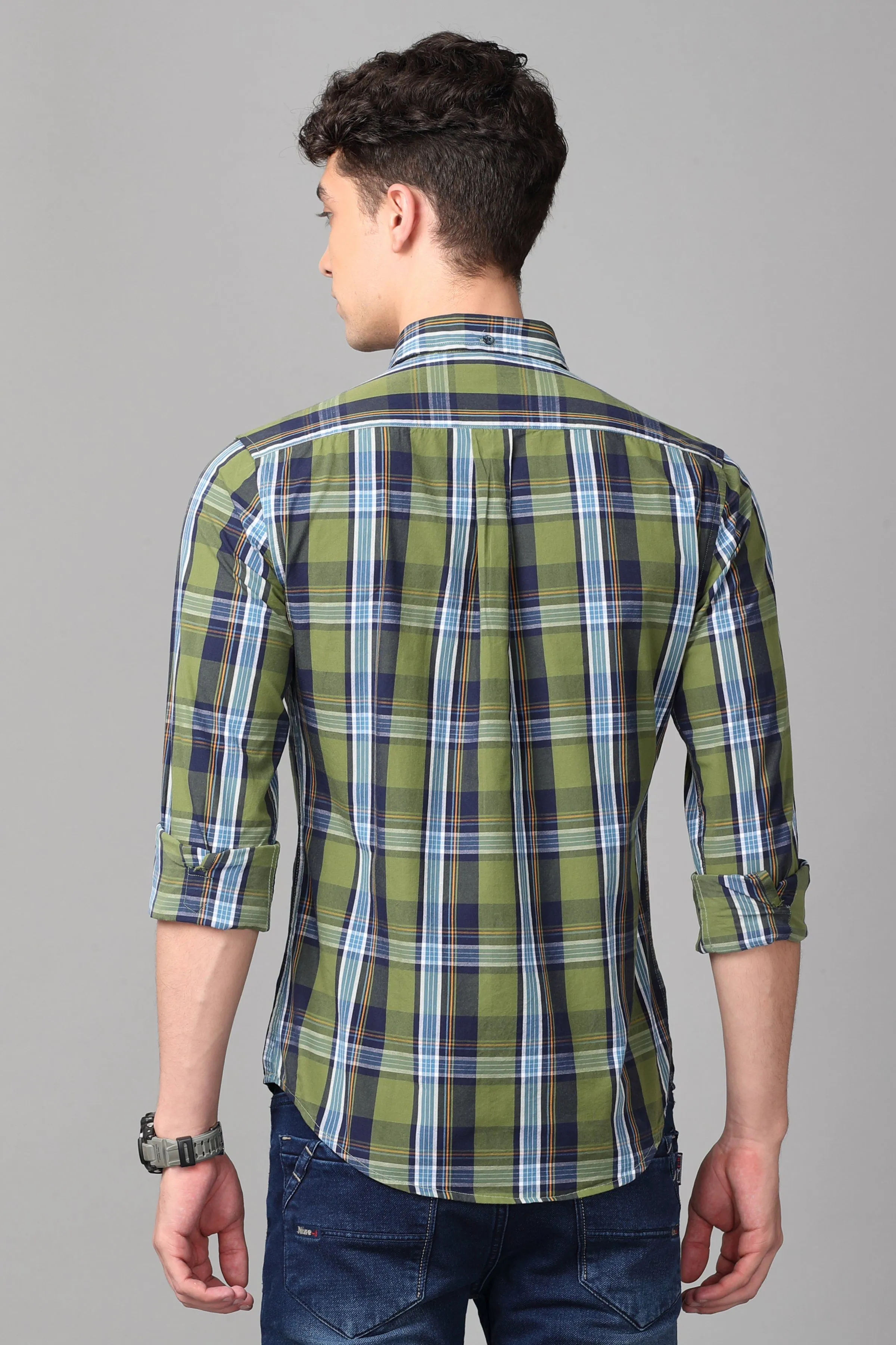 Green with Blue Checks Shirt