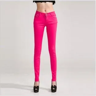 HEE GRAND Women's Candy Pants 2017 Pencil Jeans Ladies Trousers Mid Waist Full Length Zipper Stretch Skinny Women Pant WKP004