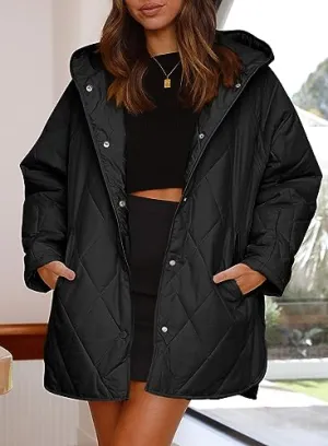 iForgirls 2023 Winter Coat for Women Diamond Quilted Hooded Lightweight Jackets