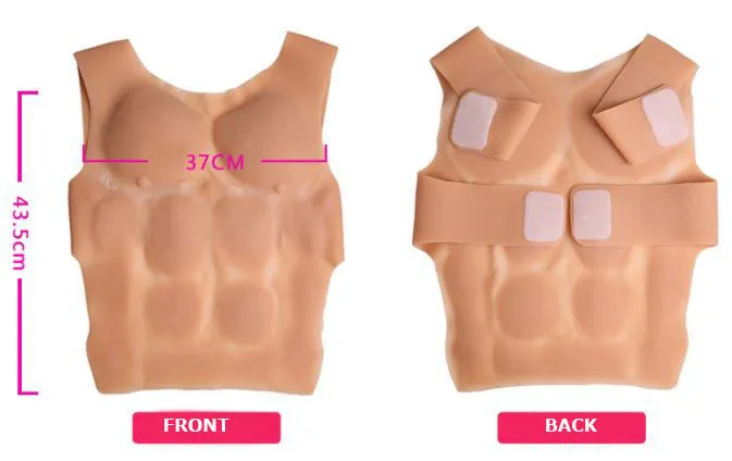 Imitation Skin Silicone Molded Male Chest and Abdominal Muscle Breast Plate