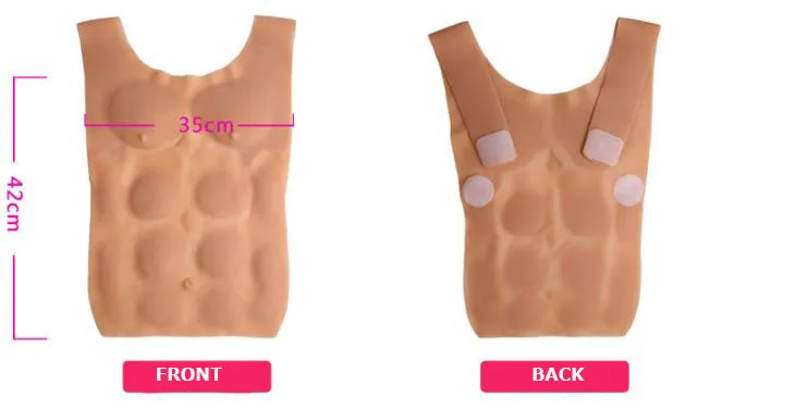 Imitation Skin Silicone Molded Male Chest and Abdominal Muscle Breast Plate