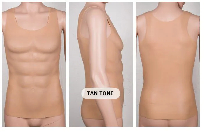 Imitation Skin Silicone Molded Male Chest and Abdominal Muscle Shirt (3 sizes)