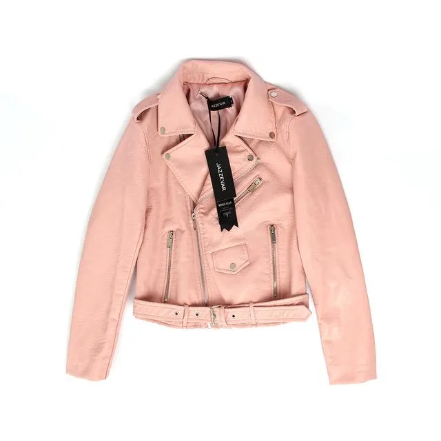 JAZZEVAR New Autumn Fashion Street Women's Short Washed PU Leather Jacket Zipper Bright Colors Ladies Basic Jackets Good Quality