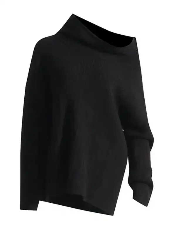 Knitted Sweater with Collar - Long Sleeve Sexy Casual Sweater