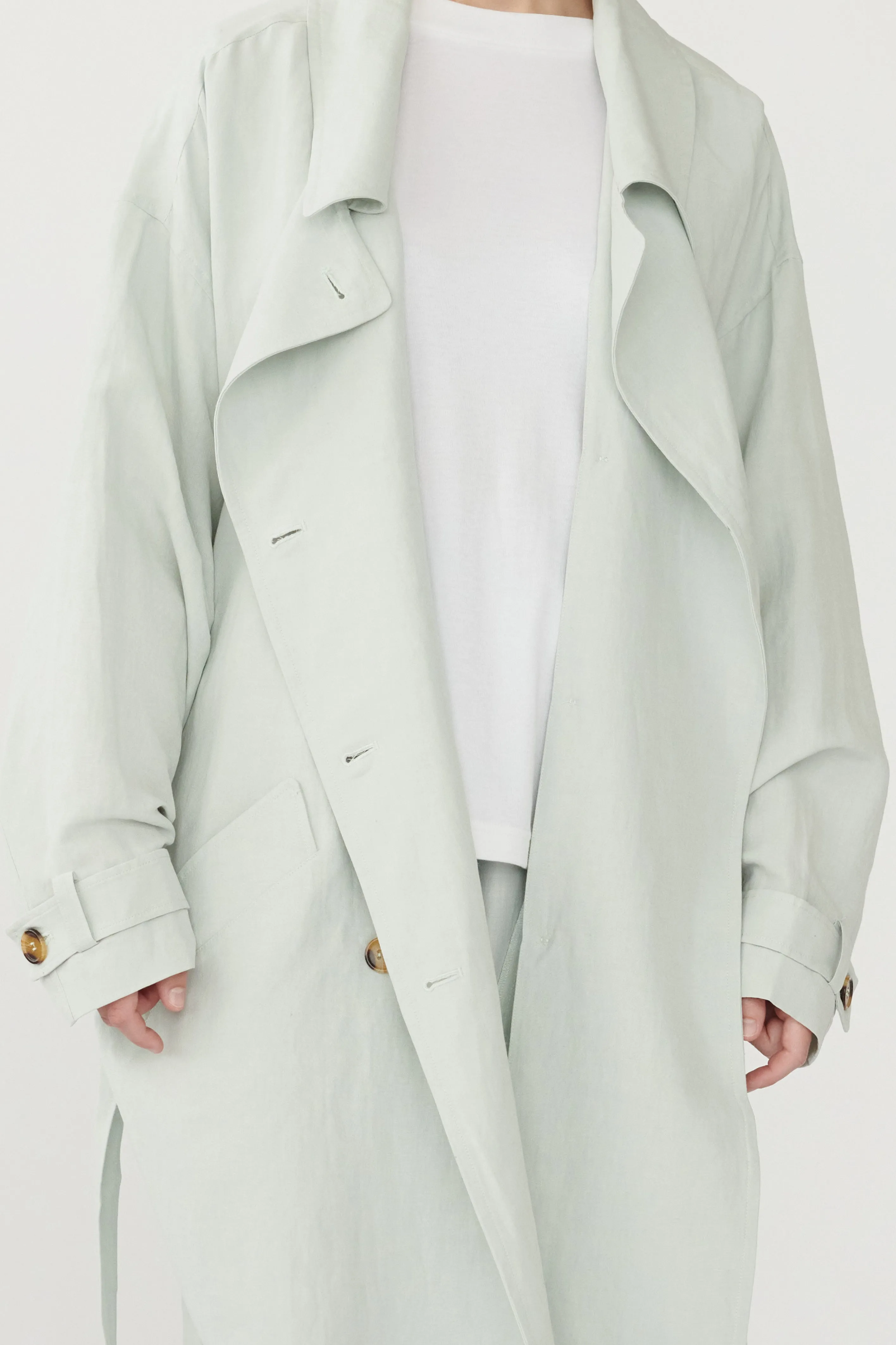 LAUREN COAT - MINT GREY - SILK/LINEN