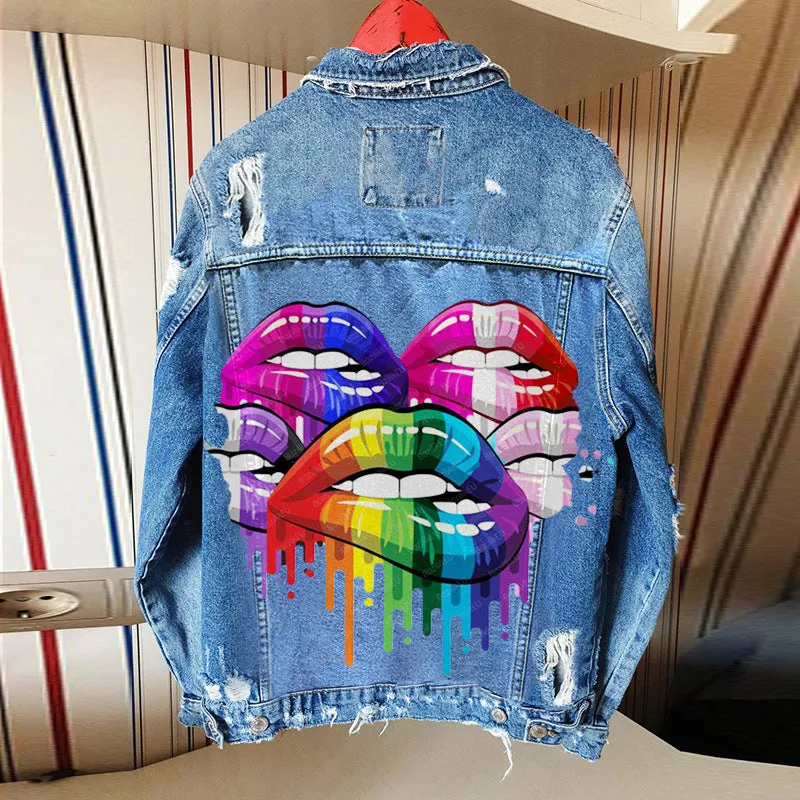 Loose denim jacket with lapel