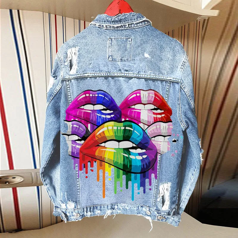 Loose denim jacket with lapel