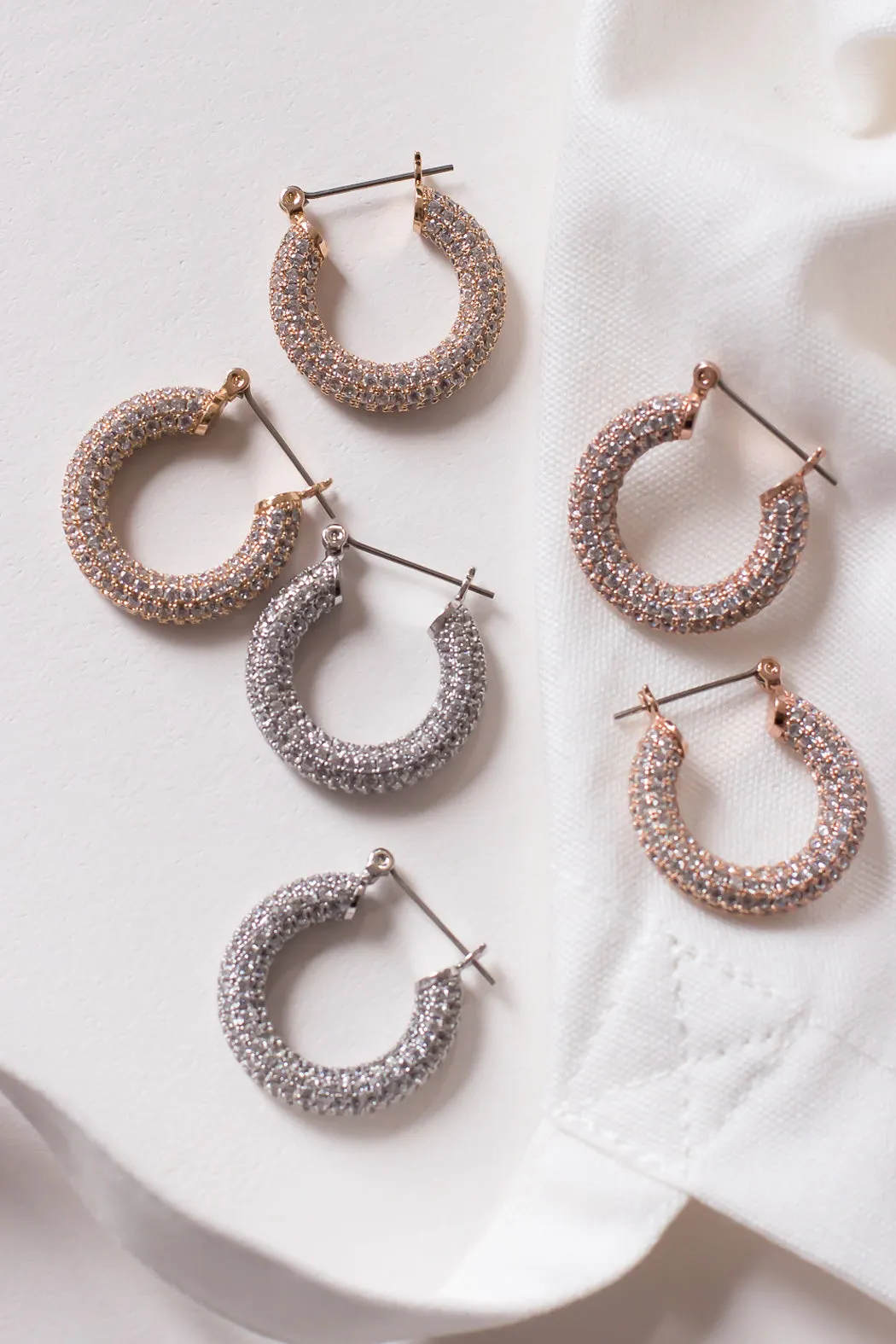 Luv Aj - Pave Baby Amalfi Hoops - Rose Gold