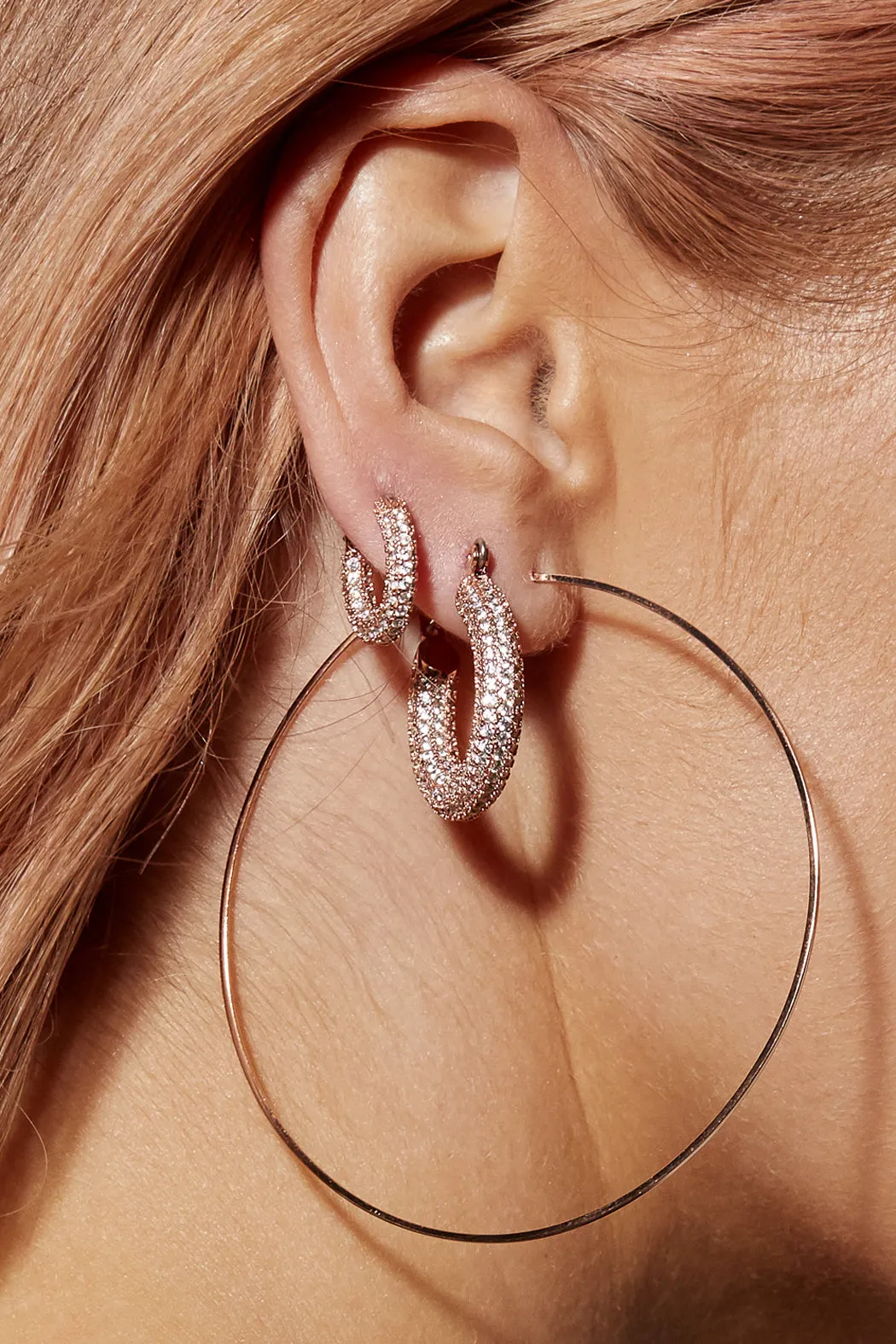 Luv Aj - Pave Baby Amalfi Hoops - Rose Gold