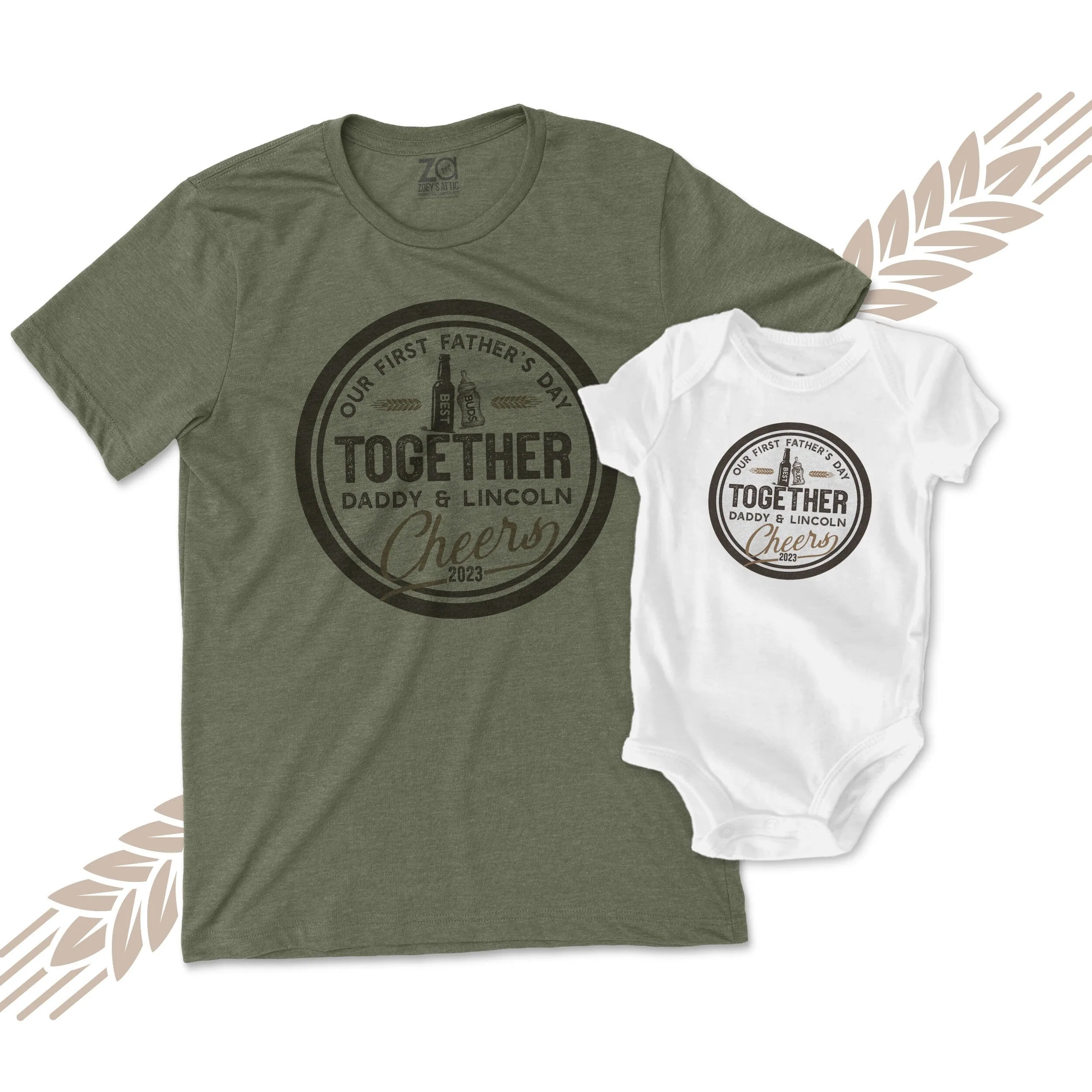 matching dad and baby shirts fathers day shirts our first father's day together gift set - great Father's Day gift 22FD-068-Set