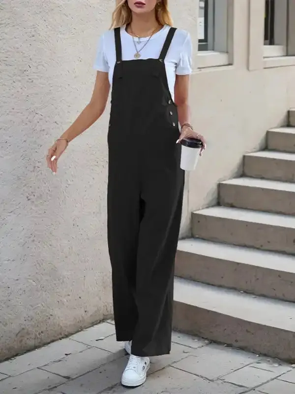 New casual one-piece suspender straight trousers