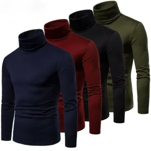 New Men's Shirt Streetwear Warm Winter Warm High Neck Pullover Jumper Tops Turtleneck Fashion Shirt 4 Colors High Quality Blouse