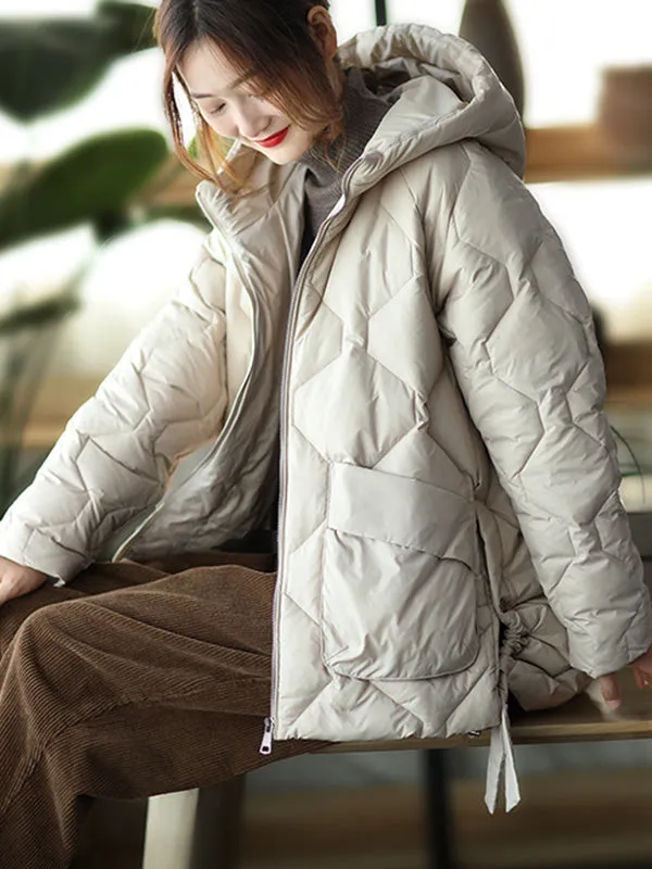 Original Solid Hooded Cotton-Padded Coat