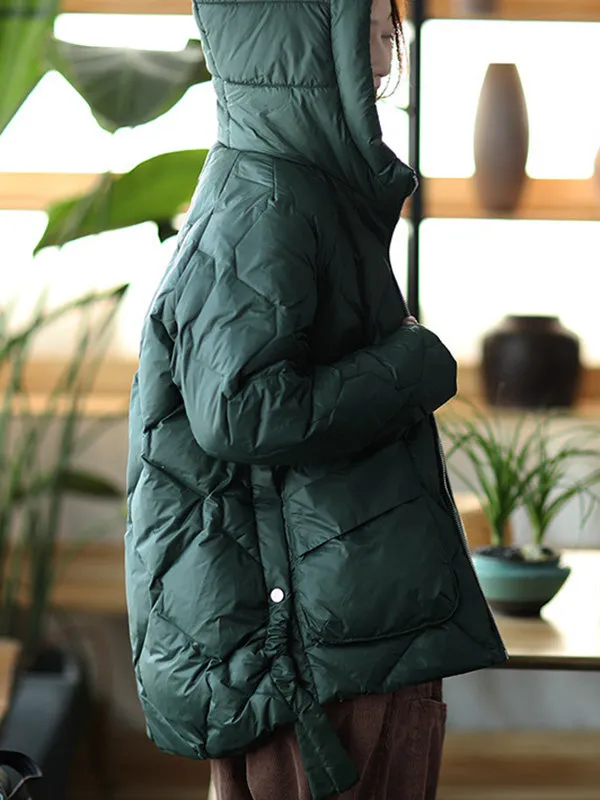 Original Solid Hooded Cotton-Padded Coat