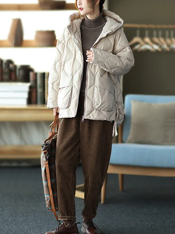 Original Solid Hooded Cotton-Padded Coat