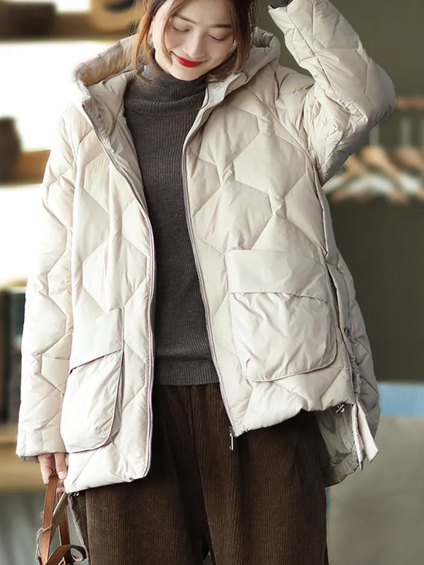 Original Solid Hooded Cotton-Padded Coat