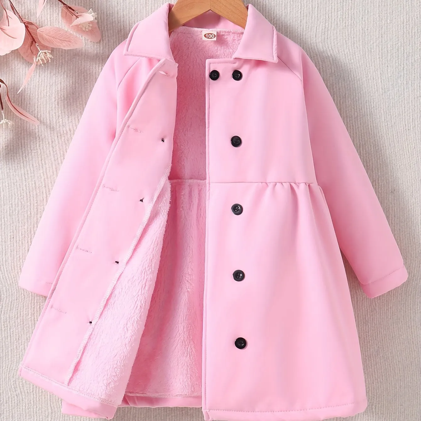 Plush-Lined Toddler Girls' Winter Jacket - Warm, Stylish, Water-Resistant"