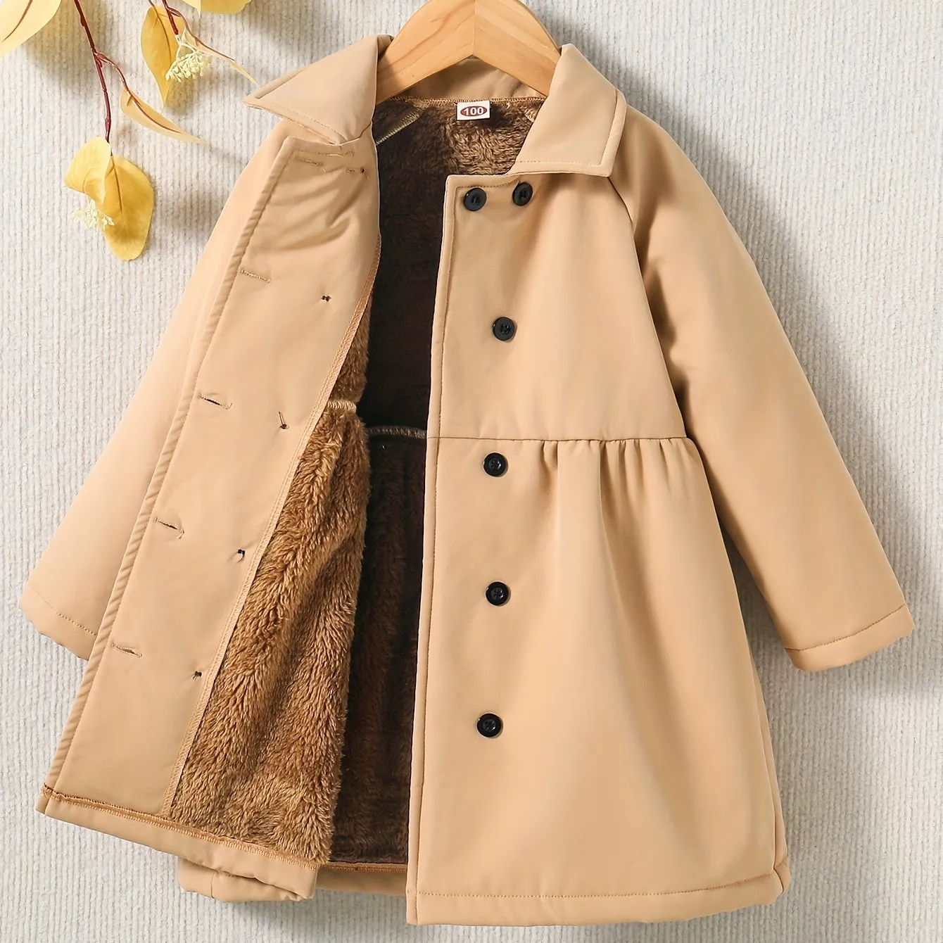 Plush-Lined Toddler Girls' Winter Jacket - Warm, Stylish, Water-Resistant"