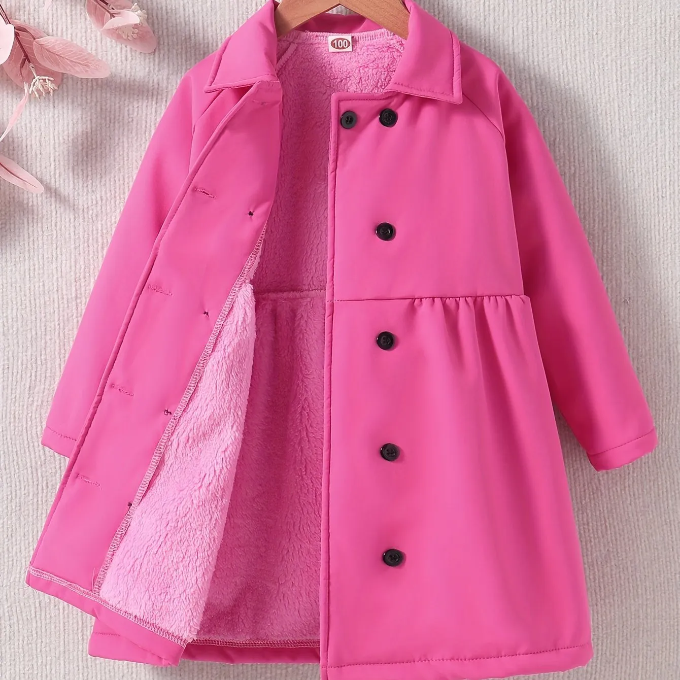 Plush-Lined Toddler Girls' Winter Jacket - Warm, Stylish, Water-Resistant"