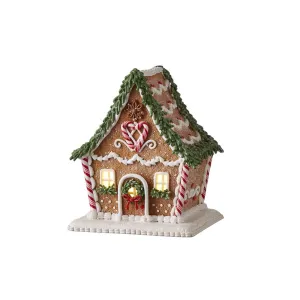 Raz Imports 2021 Holiday Spice 6.5-inch Gingerbread Lighted House Figurine