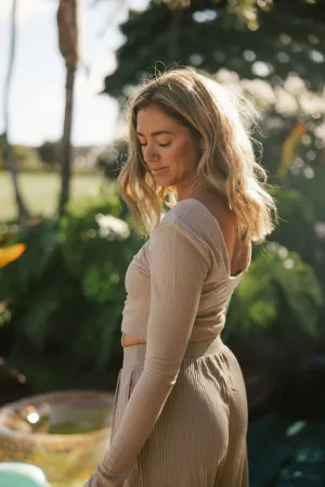 Rosemary Ribbed Top- Sand