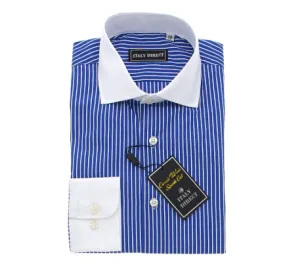 Royal Blue & White Stripe Sport Fit Casual Shirt