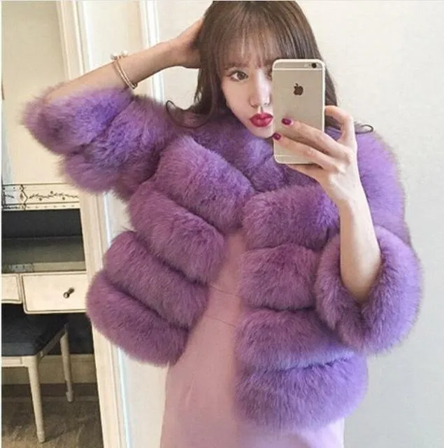 S-3XL Mink Coats Women 2017 Winter New Fashion Pink FAUX Fur Coat Elegant Thick Warm Outerwear Fake Fur Jacket Chaquetas Mujer