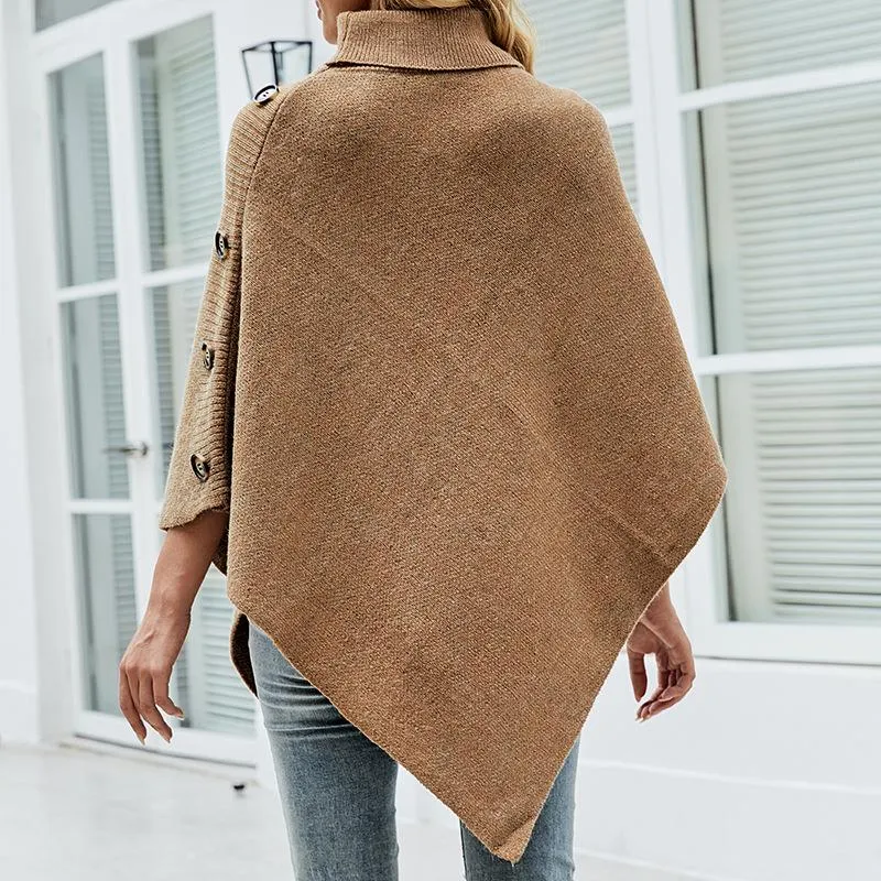 Shawl cloak sweater solid color high neck cross-border sweater coat