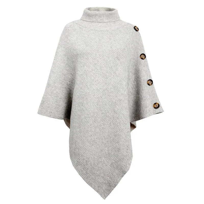 Shawl cloak sweater solid color high neck cross-border sweater coat